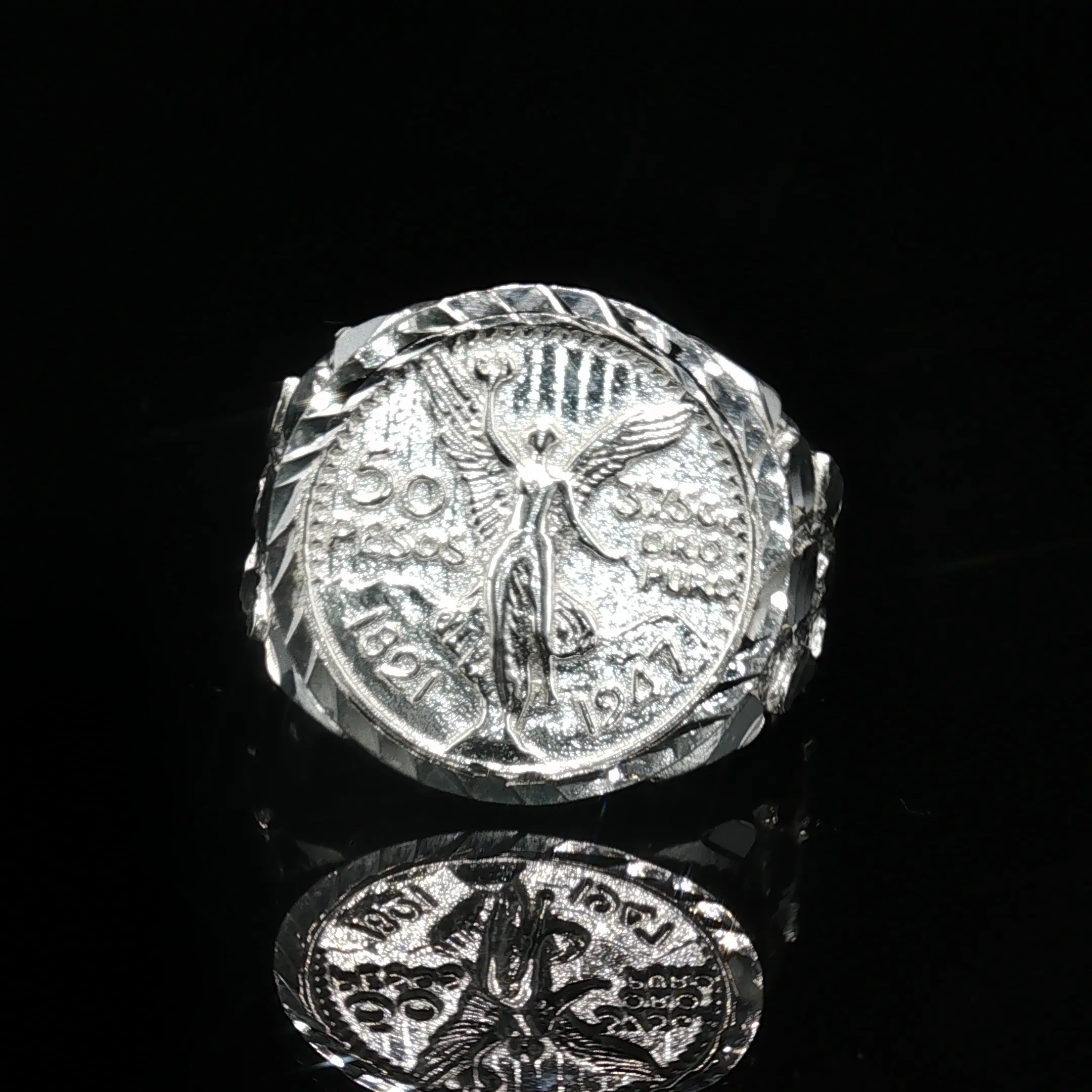 925 Silver Centenarian Round Nugget Ring Large