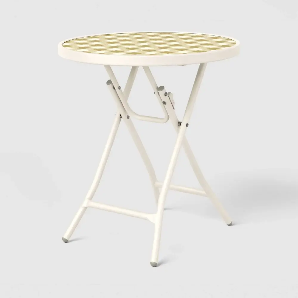Tempered Printed Glass Round Accent Patio End Table - Room Essentials Tempered Printed Glass Round Accent Patio End Table - Room Essentials