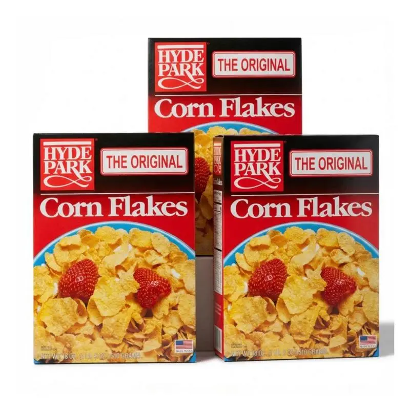 Hyde Park The Original 3-Pack Corn Flakes Cereal, Quick & Easy Healthy Breakfast Food, Pairable with Milk, Enjoyable at Room Temperature