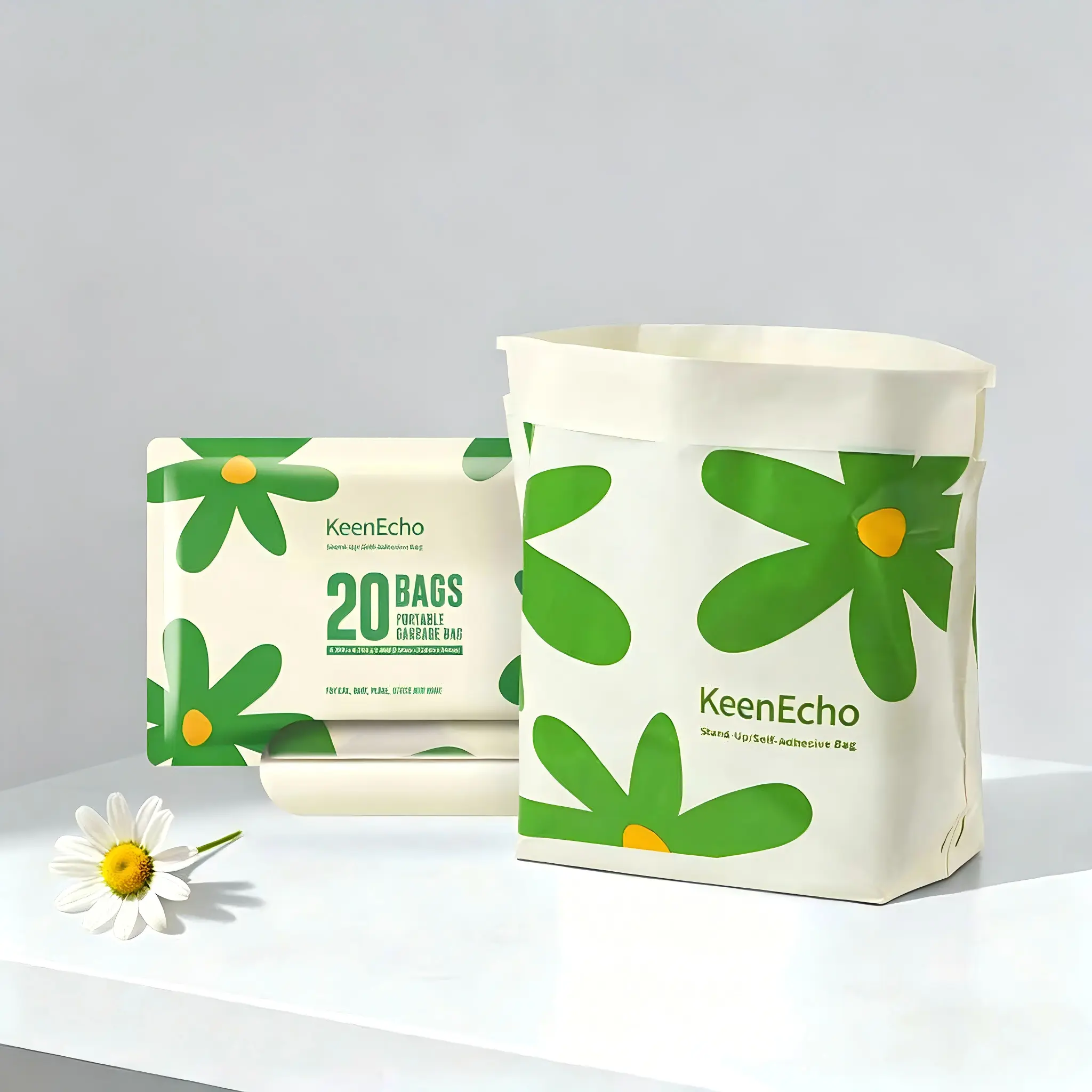 KeenEcho Eco-Friendly Disposable Trash Bags, 20-Piece Car Garbage Bin Bags for Car, Household Use (Home Supplies Category), Recyclable Trash Bags