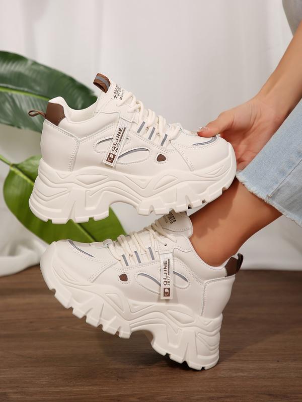 Women's Wedge Heel Thick Sole Sports Shoes, Comfortable and Stylish Athletic Footwear, Perfect for Casual Wear and Daily Use, Sneakers Height Shoes