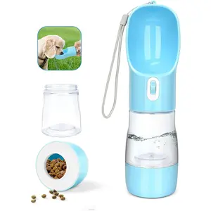 Madeking Portable Dog Water Bottle for Walking with Food Container, Leak Proof, Lightweight Design, BPA Free, Blue Color
