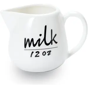 Ceramic milk creamer pitcher with handle, suitable for milk, coffee, and sauce; microwave safe; white; set of 12 ounces / single piece