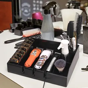 Large Capacity Hair Styling Tools Storage Box, Electric Clipper Dedicated Multi-Function Table Stand, Non-Slip Base, Display Tray