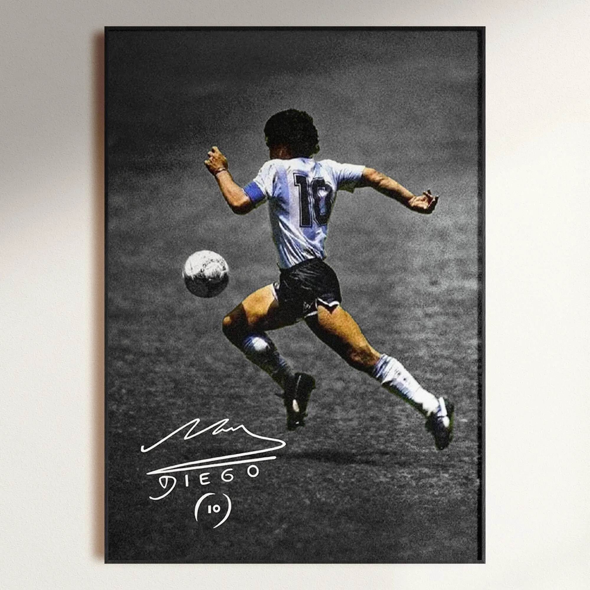 Diego Maradona Poster, Signed Football Legend Poster, Soccer Decor( Unframed - Print Only )