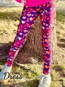 Maroon Heart Leggings