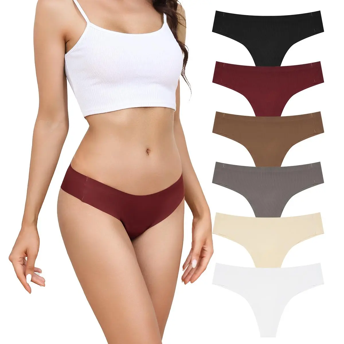 LEVAO Women’s Seamless Anti Cameltoe Thongs 6 Pack – Invisible No Show G-String Panties for Workout & Everyday Wear