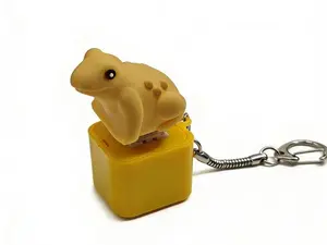 Puerto Rican Souvenir Coquí Button Keychain Rechargeable with LED Light & Realistic Sound Effects Cute Stress Relieving Toy for All Ages Great New Year's Gift adult stress fingertoy trendy all-match birthday gift