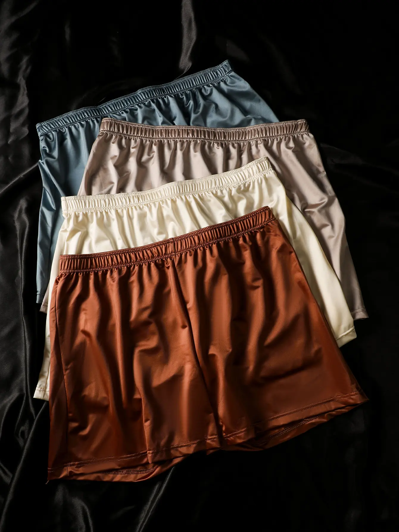 Men's Satin Boxer Shorts, Soft Comfortable Fitted Elegant Underwear, Casual Style, Plain Pattern, All Seasons, Home & Vacation Wear, Soft Comfy Underwear