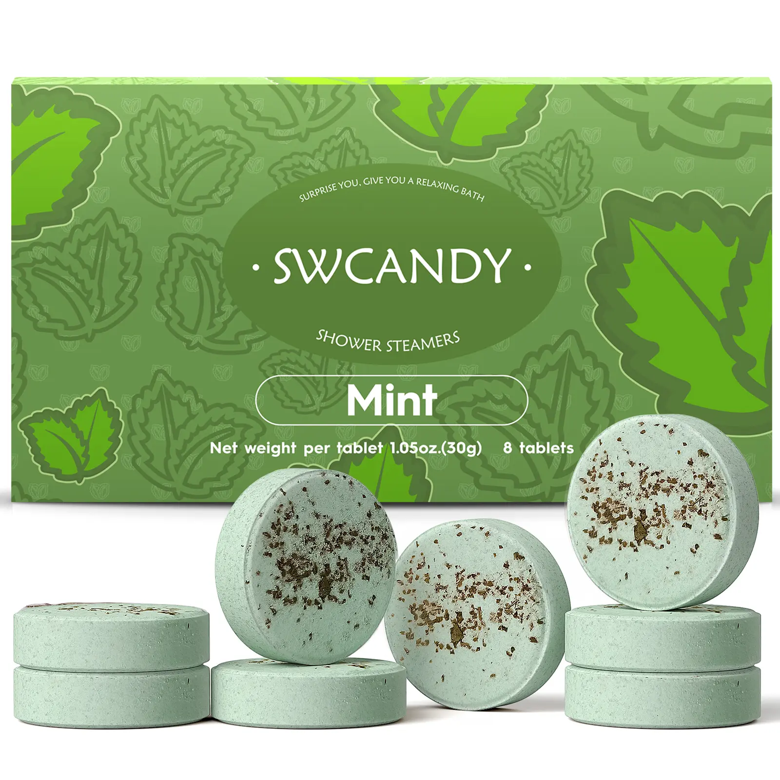 SWCANDY Shower Steamers Aromatherapy 8 Pieces Long Lasting Relaxing Formula with Mint Flavor for Women Men Mom Gift Stocking Stuffers Natural Essential Oils Home Spa Self Care Stress Relief Relaxation Bath Bombs Christmas Fruit