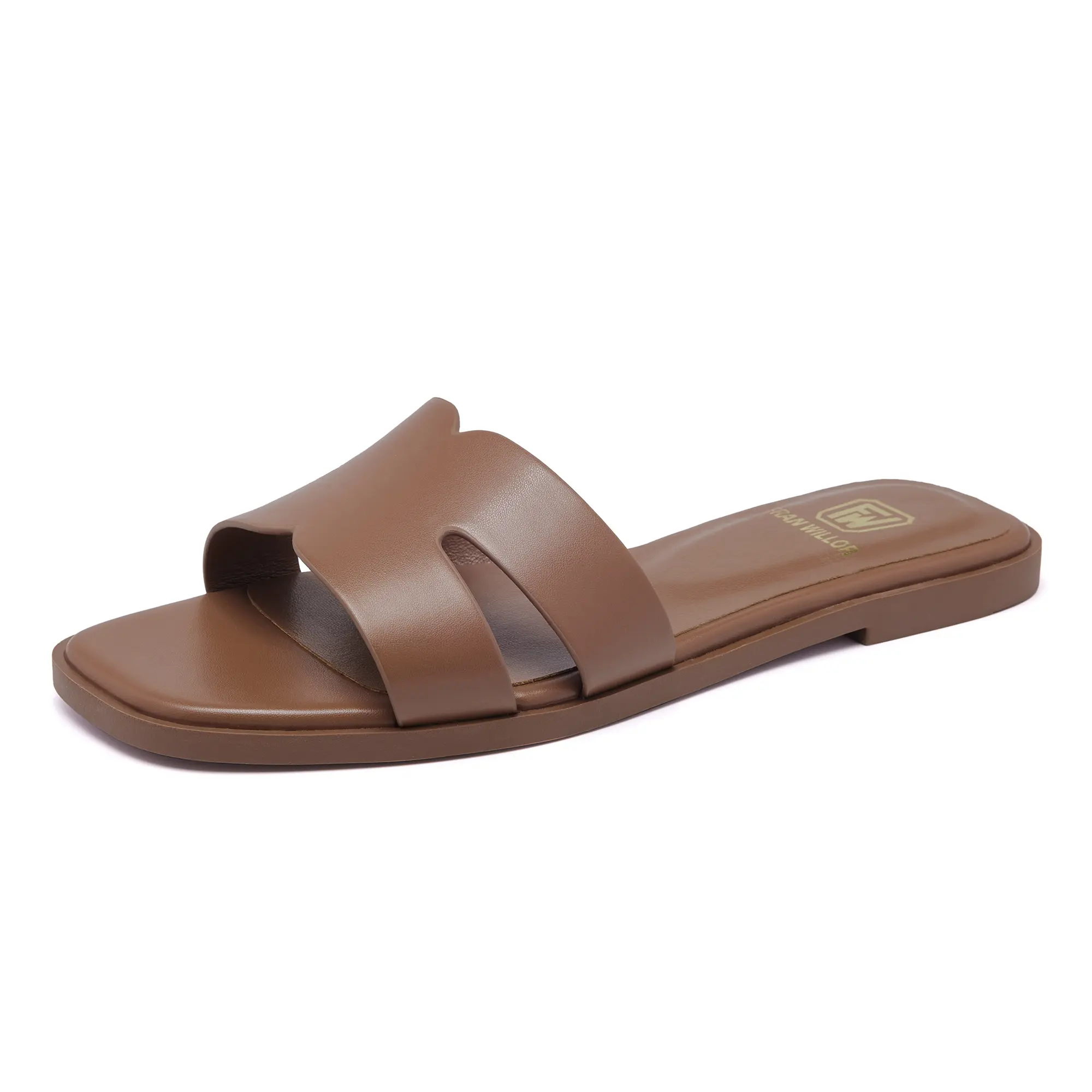 Women's Fashionable Sandals, Grey Minimalist Street Style Slides with Cutout Detail, Comfortable Slip On Flat Heel for Casual Vacation Wear, Footwear, Durable Sandals, Fashionable Comfy Sandals