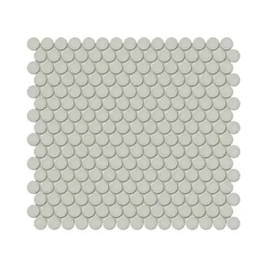 3/4 In Penny Round Soho Soft Sage Glossy Glazed Porcelain Mosaic