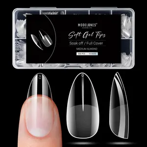 Modelones Almond Fake Nail Tips -500Pcs Medium Gel x Nail Tips Pre-shaped Half Matte Full Cover Clear Acrylic Nails Gel Kit False Nail Tip Press on Nails for Nail Extension DIY Salon