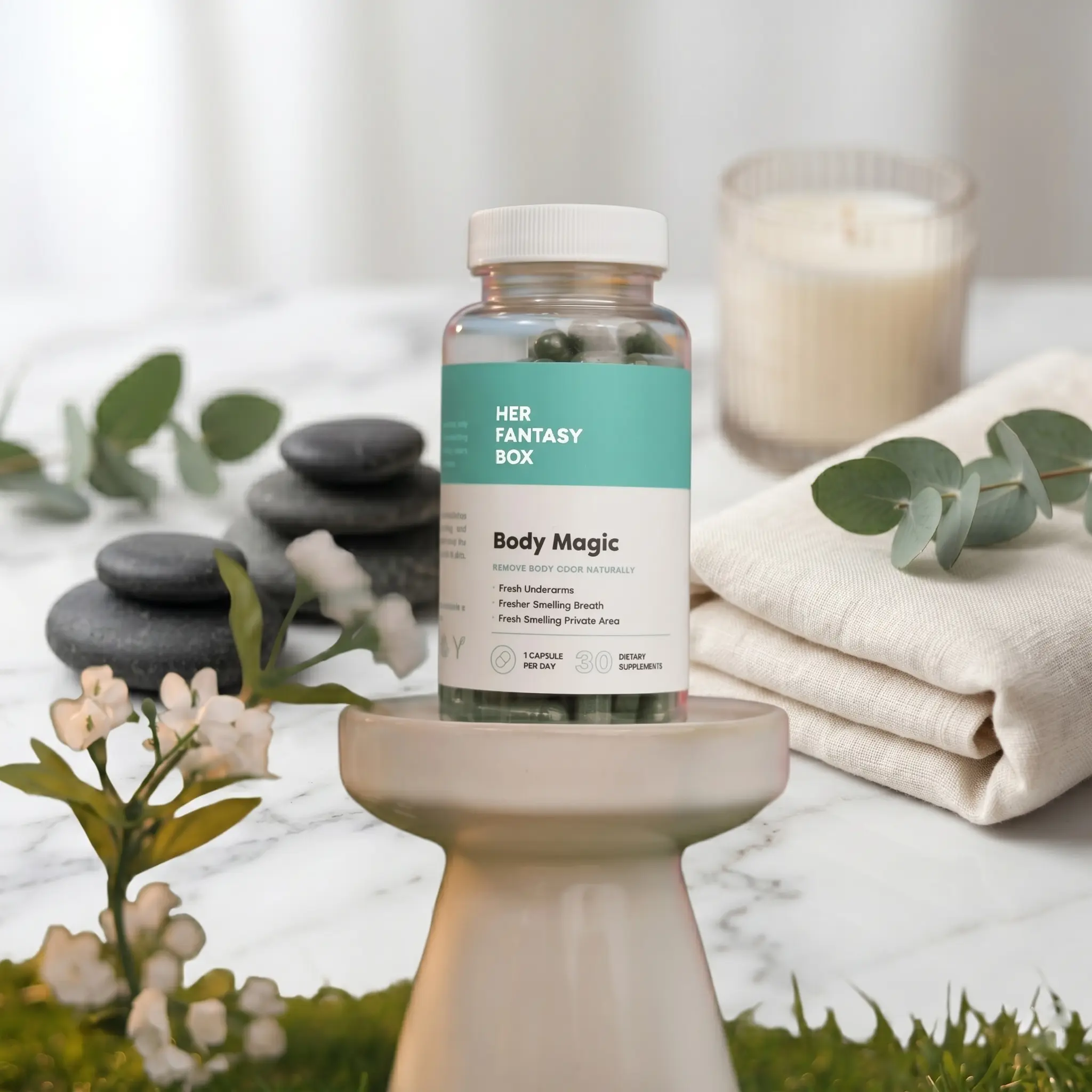 Chlorophyll Capsules Body Magic for Detox Digestion and Gut Health Support Natural Energy Booster and Skin Care for Oily Skin 30 Vegan Capsules for Internal Deodorant and Digestive Cleansing Herbal Wellness Supplement for Women and Men