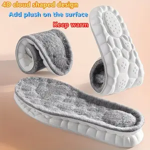Winter Warm Thick Velvet Shoe Insoles, Ultra Soft 4D Cloudy Velvety Comfortable Shoes Pads, Unisex Sport & Snow Boots Inserts, Cushioned Insoles