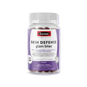 Swisse Skin Defense Glam Bites – Vitamin C, L-Glutathione & Astaxanthin – Supports Skin Elasticity, Moisture & Defense Against Environmental Stressors – Zero Sugar Gummies for Adults – 60 Count