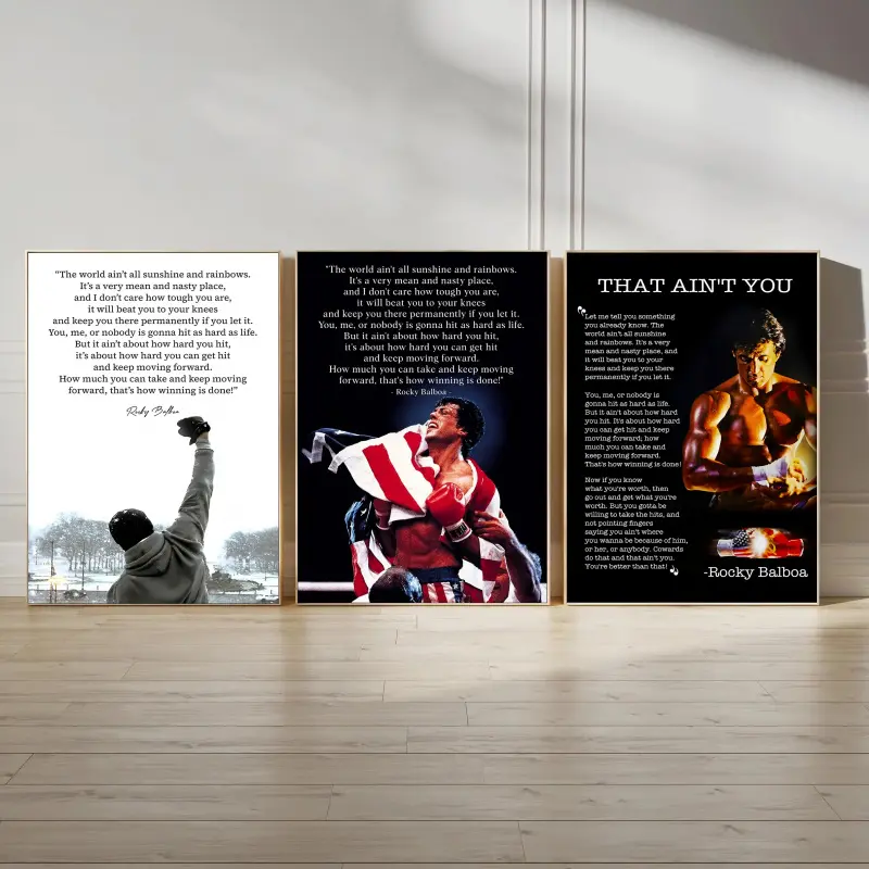 Rocky Balboa Unframed Poster - Sylvester Stallone Vintage Boxing Movie Wall Art Print with Waterproof Coating, Wardrobe-Balcony Decor, Wipe-Clean Gym Office Inspiration, Box Packaging, Gift Idea for Him, Kid Room