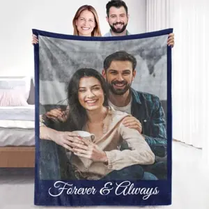 Eyesoul Sherpa Fleece Custom Photo Blanket - Soft, Warm, Personalized Couples Gifts for Boyfriend, Girlfriend - Customized Picture Blanket for Birthday, Christmas