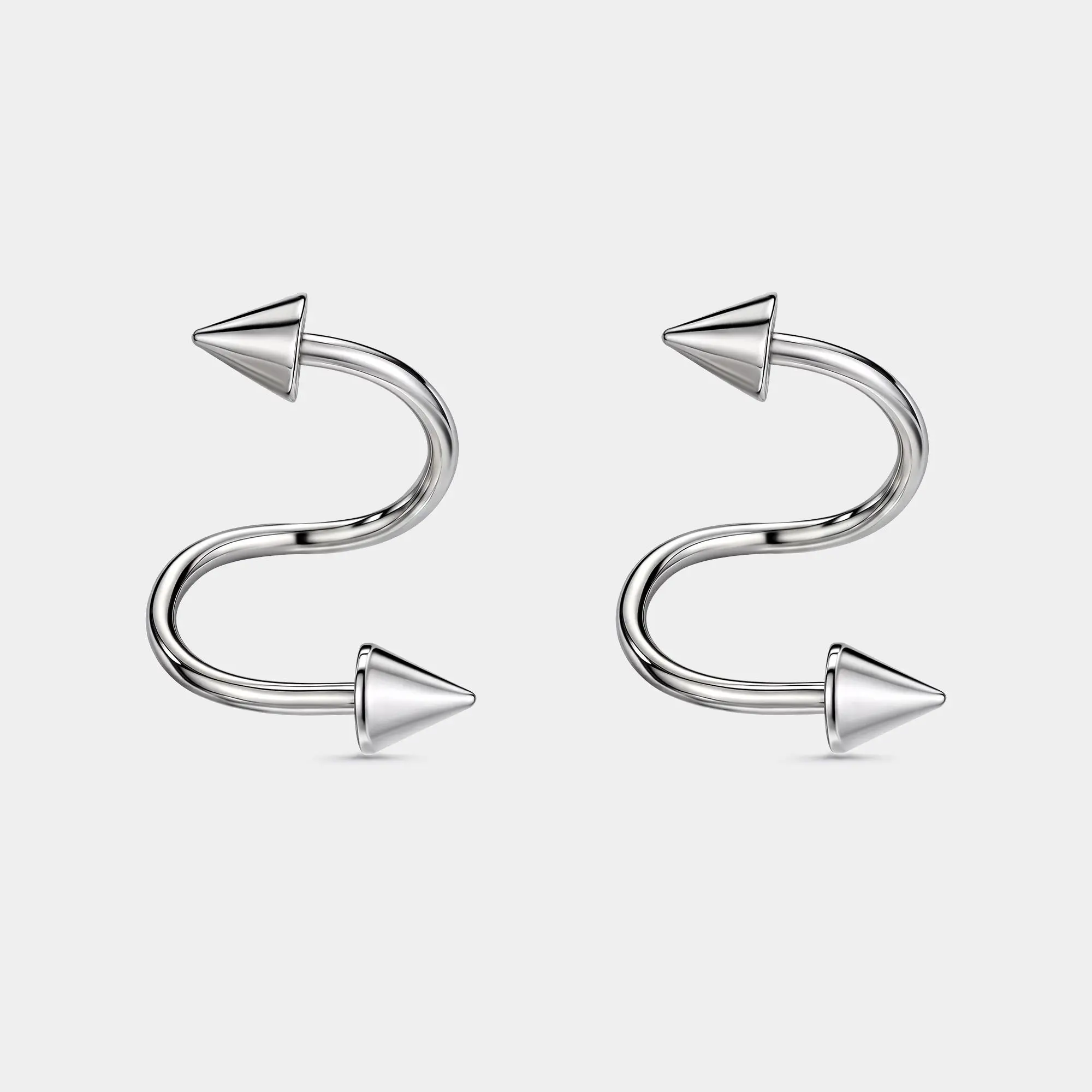2PCS 16G Spiral Cartilage Spike Ends Hoop Cartilage Ring