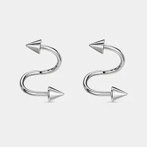 2PCS 16G Spiral Cartilage Spike Ends Hoop Cartilage Ring