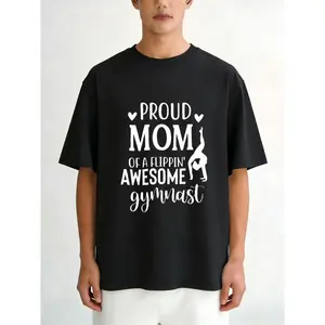 Proud Mom Of A Flippin Awesome Gymnast T Shirt Black With White Text And Gymnast Silhouette For Gymnastics Fans And Parents