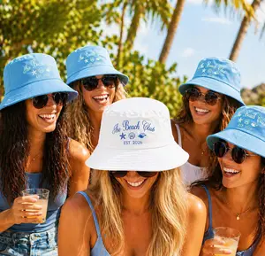 Personalized Bucket Hats for Women, Custom Embroidered Beach Club Hat, Bachelorette Party Hats, Bridesmaid Gift, Custom Summer Vacation hat