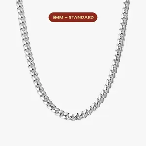 JAXXON Cuban Link Chain 5mm - Silver - Waterproof - Box Clasp