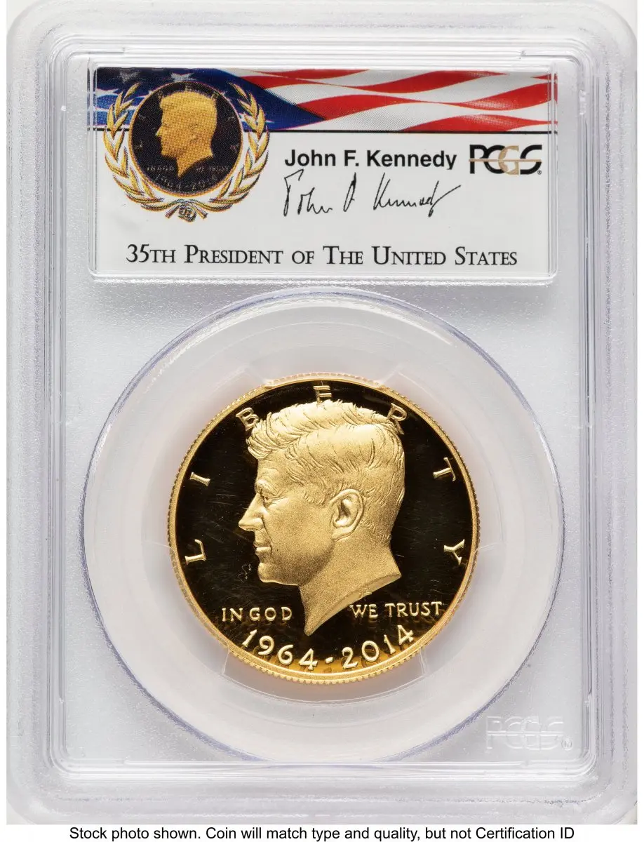 Proof Kennedy Half Dollars (2014-W 50C Gold JFK 50th Anniversary FS JFK Flag)