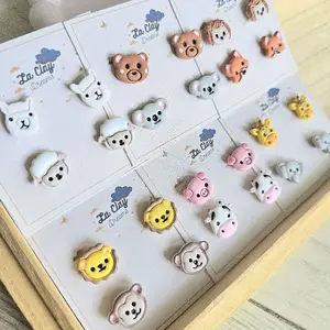 La Clay Dreams Stud Pack of Two Handmade Polymerclay Earrings Land Animal Collection Adorable Animal Designs