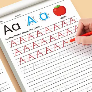 Handwriting red training book 26 letters Italian italics practice, fun typesetting to improve writing interest, word writing practice, improves English handwriting beauty and neatness, School supplies