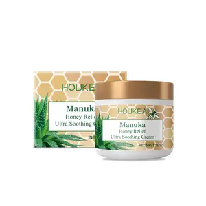 Houkea Manuka Honey Relief Ultra Soothing Cream with Aloe Vera for Deep Hydration & Redness Reduction Moisturizing Nourishing Cleansing Skin Discomfort Care Cream hydrating  skin  care  products organic  skin  care