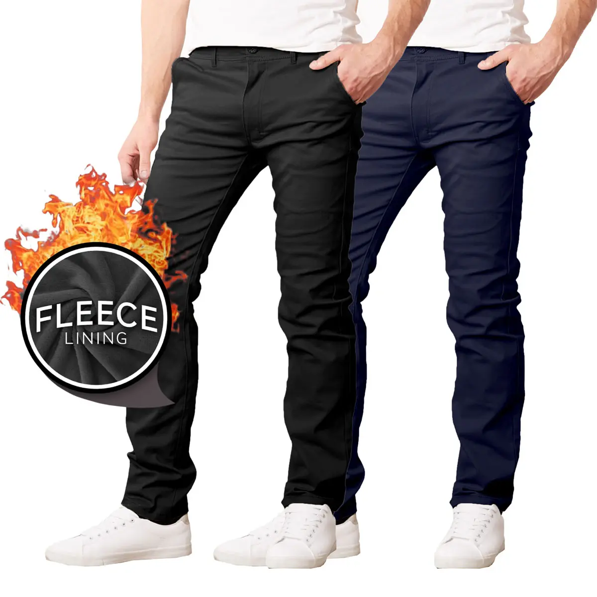 2-Pack Men’s Heavyweight Fleece-Lined Stretch Chino Uniform Work Pants (31” Inseam) 2-Pack Men’s Heavyweight Fleece-Lined Stretch Chino Uniform Work Pants (31” Inseam)