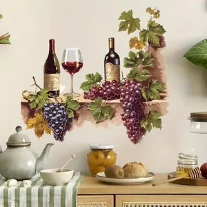 Vintage Wine Grape Decorative Wall Sticker, Perfect for Kitchen Restaurant Home Decor, Universal Flat Sticker, Ideal for Interior Decoration