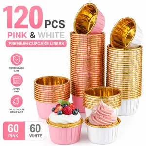 120 Pack Muffin Cases Aluminum Foil – Paper Liner Cupcake Molds, Heatproof Baking Cups for Weddings, Birthdays, Baby Showers – No Soaking & No Collapsing tiktokshopspringglowup
