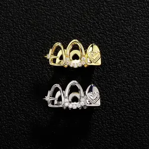 New best-selling hip-hop style hollow braces trend micro-inlaid zircon personalized braces hipster rap accessories braces cool braces.