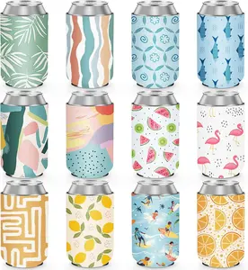 Bulk 12-Piece Neoprene Can Cooler Set | Insulated Beer & Drink Holders for Summer Parties, Beach Trips, Pool Events, Weddings, Birthdays & Bachelorette Gifts