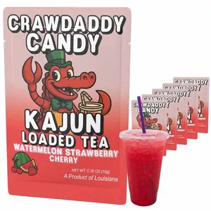 Kajun Loaded Tea Packets – Crawdaddy Candy | Watermelon + Strawberry + Cherry Flavor | Sugar Free Energy Tea Powder | 250mg Green Tea Caffeine | Zero Calories | Keto Friendly