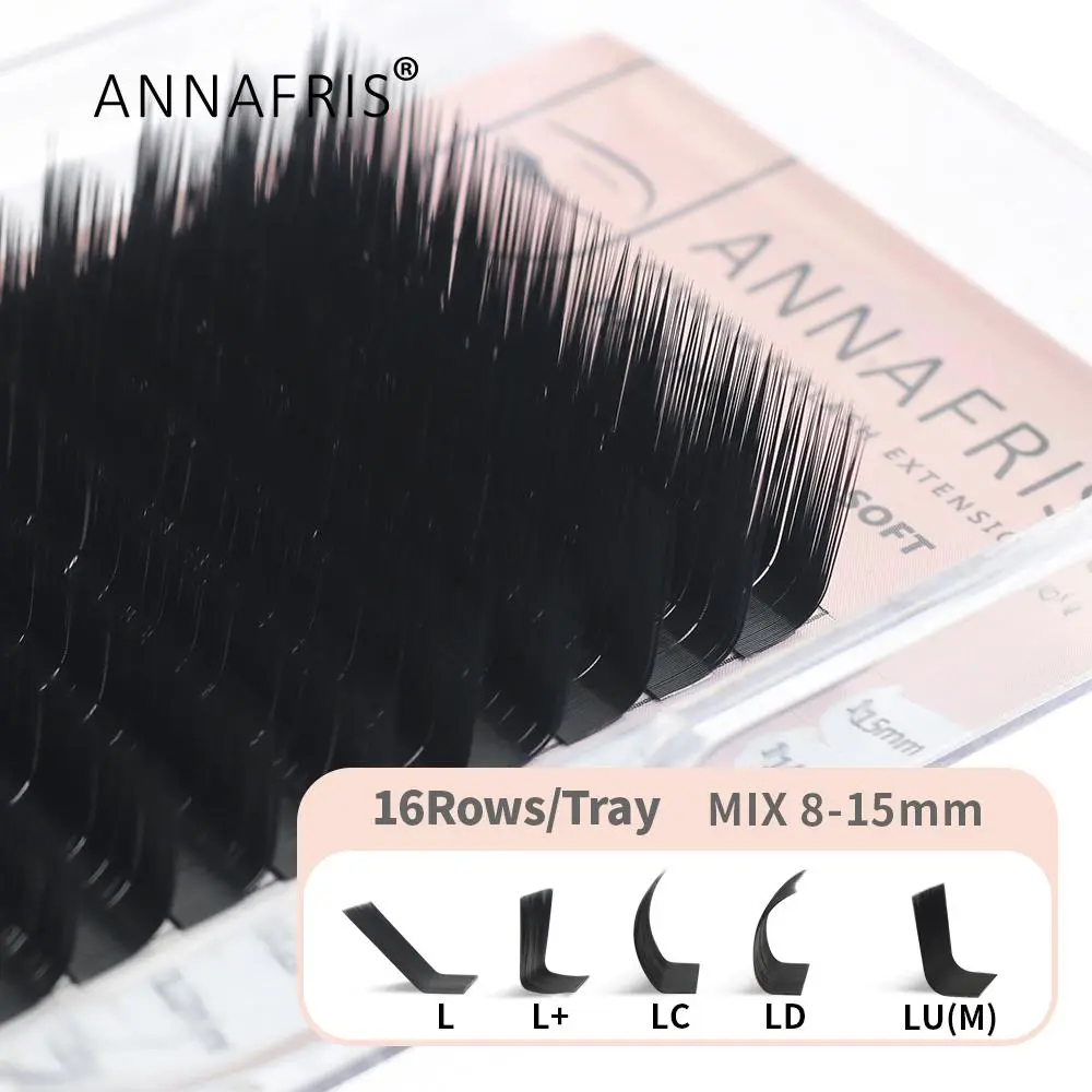 ANNAFRIS L Eyelash,L+/LC/LD/LU(M) Curl Individual Eyelashes Natural Silk Mink Matte Extension False Lashes Faux Cils Maquillage