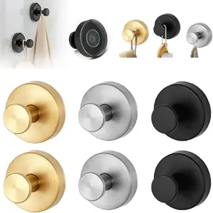 4 Pcs Heavy Duty Suction Cup Hooks for Bathroom, Waterproof Stainless Steel Towel Hook, Gold Wreath Hanger for Glass & Door