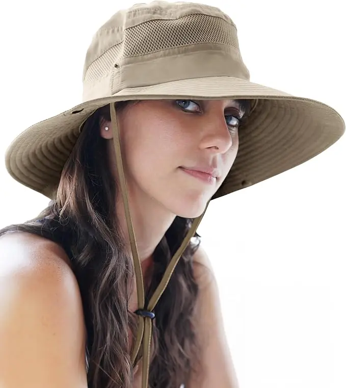 Outdoor Adventure Hat with Adjustable Strap and Mesh Ventilation for Women's Sun Protection