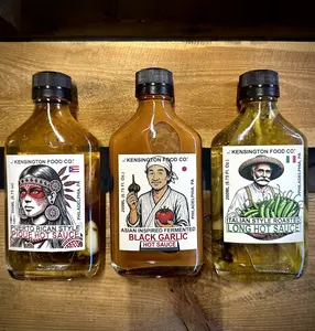 (3 PACK) Kensington Food Co. Cultural Hot Sauce 3 Pack - Puerto Rican Style Pique Hot Sauce - Asian Inspired Fermented Black Garlic Hot Sauce - Italian Style Long Hot Pepper Sauce