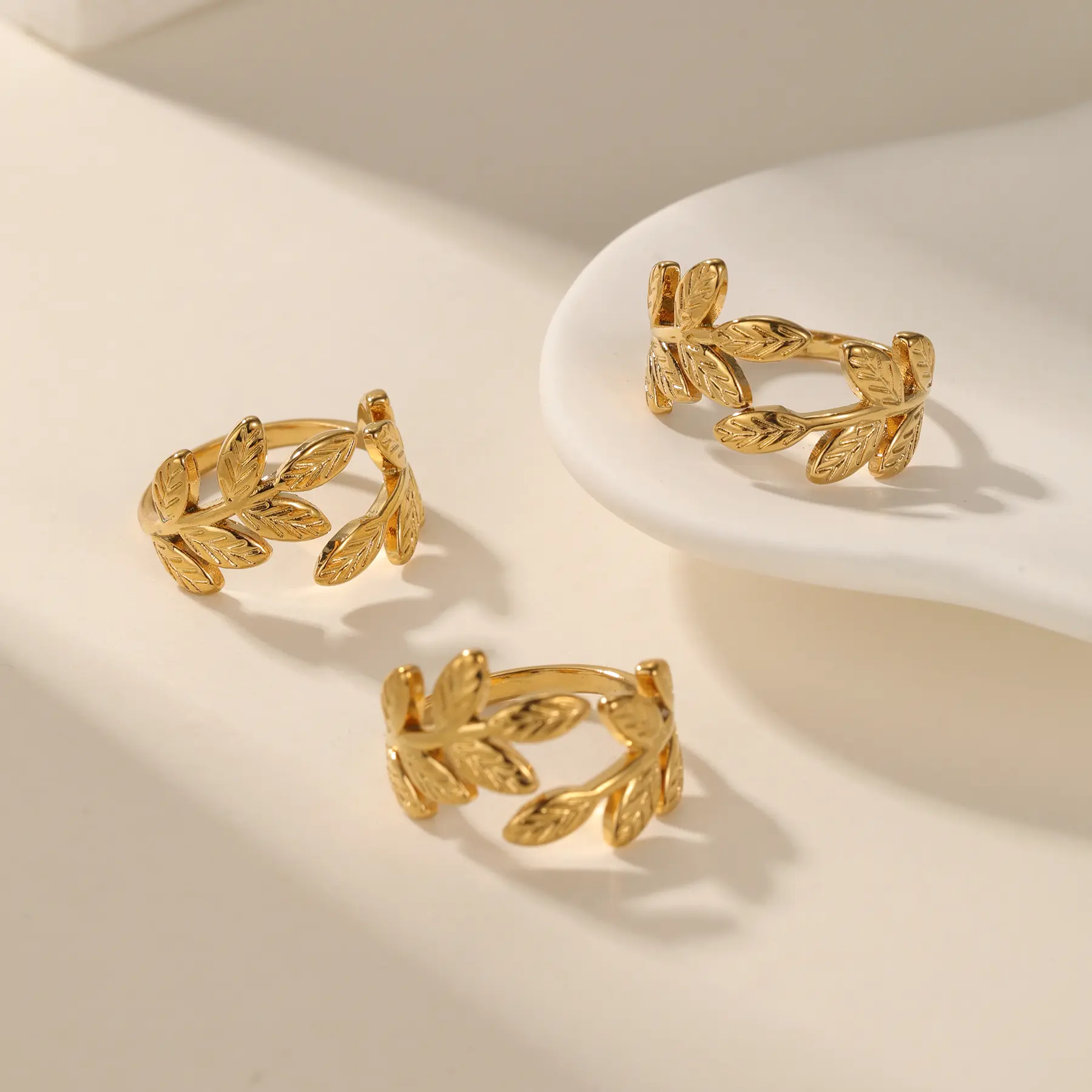 3D Palestinian Olive Leaf Ring 18K Copper PVD Personalized Muslim Ring Symbolizes Friendship Jewelry as a Gift