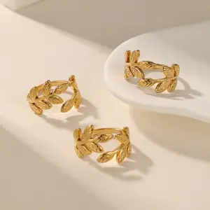 3D Palestinian Olive Leaf Ring 18K Copper PVD Personalized Muslim Ring Symbolizes Friendship Jewelry as a Gift