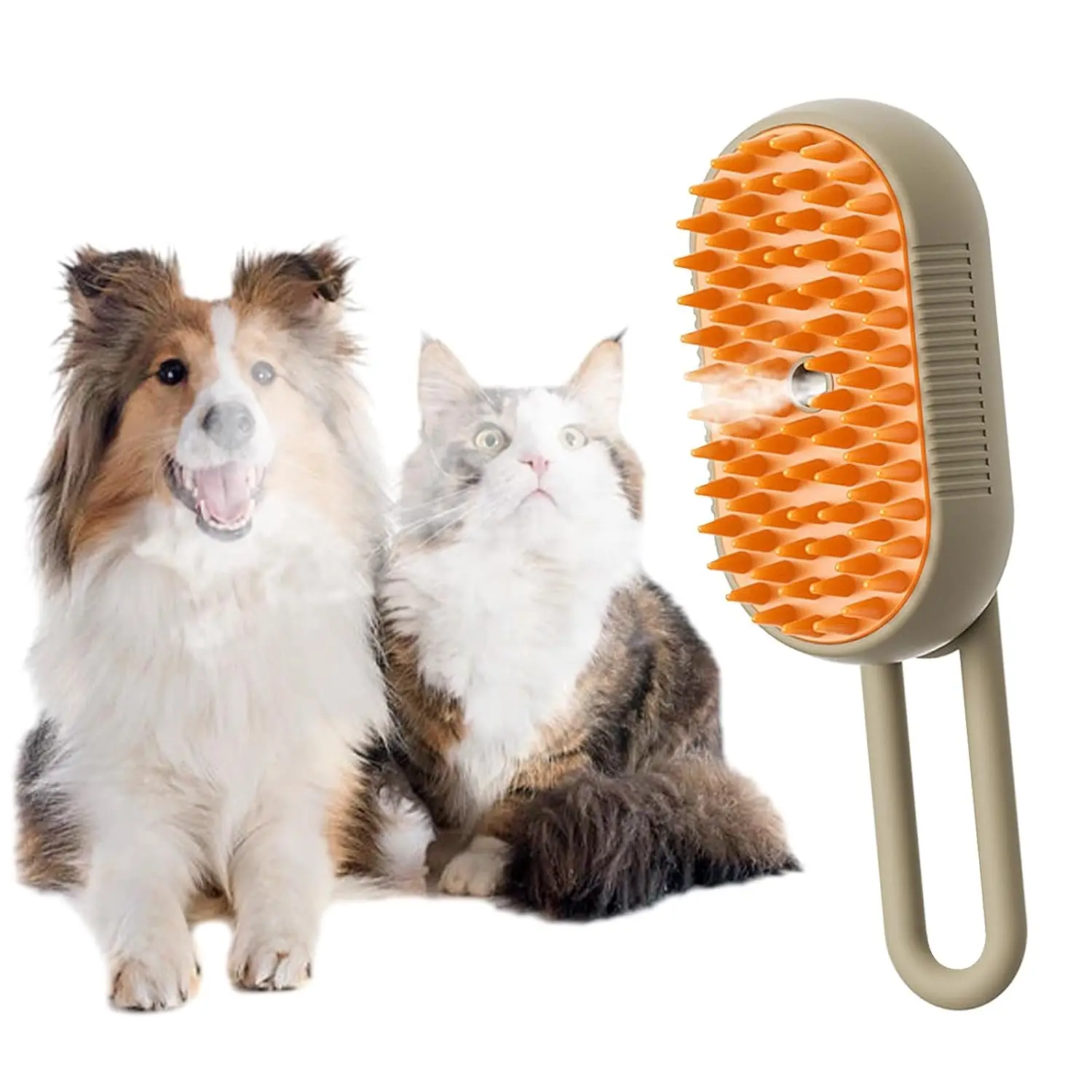 MOTOMATE Cat Steam Brush Grooming Removal, Rechargeable Steam Cat Brush with Rotating Handle, for Massaging - Cleaning Shedding Pet Hair for Long & Sh