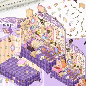 3D Tarot Card Pattern Sticker, 2 Counts/set Miniature Model DIY Sticker, Waterproof Self Adhesive Decorative Sticker for Gift Greeting Card Water Bottle Laptop Phone, Cases