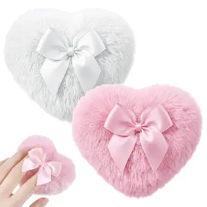 2Pcs Large Fluffy Dusting Heart Body for Face Powders, Ultra Soft Body Powders Puffs, Bodys Washable Reusable Makeup Puffs(White+Pink)