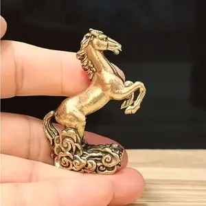 Vintage Brass Horse Statue, Feng Shui Zodiac Horse Figurine, Creative Desktop Decor & Tea Pet, Office Desktop Ornament, Home Decor Ornament, Feng Shui Ornaments, No Plug Christmas Halloween Fall Home Decoration Collection