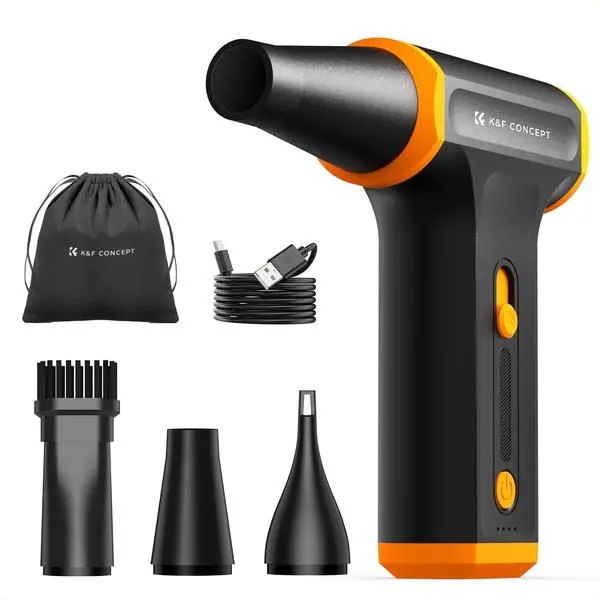 Compressed Air Duster, 3 Gear Adjustable 5000mAH,Rechargeable | Low Gear for 120 Mins,with 3 Sets of Nozzles,Adjustable and Portable,for Deep Computer Clean, Keyboard, Car Dry, Home,B100
