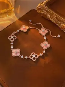 Adjustable Rose Quartz Bracelet, Skin-Friendly Design, Waterproof Silver Color Rose, Fast Free Dhl Shipping