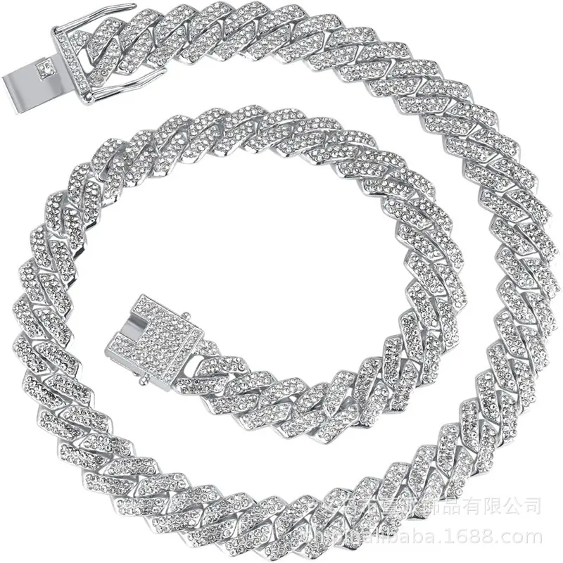 14mm wide diamond shaped silver 45 cm lo